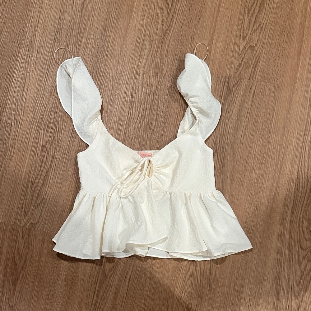 Urban Outfitters Cream Ruffle Blouse